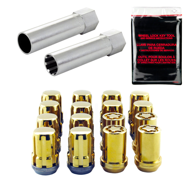 McGard SplineDrive Tuner 4 Lug Install Kit w/Locks & Tool (Cone) M12X1.25 / 13/16 Hex - Gold 65454GD 65454GD Photo - out of package