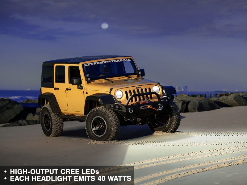 Raxiom 97-18 Jeep Wrangler TJ/JK Axial Series LED Headlights- Black Housing (Clear Lens) J108039 J108039 Photo - Close Up