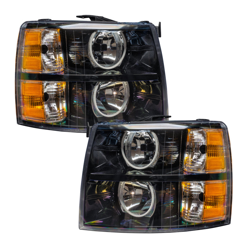 ORACLE Lighting 07-13 Chevrolet Silverado Assembled Halo Headlights Round Style - Blk Housing -Green 7105-004