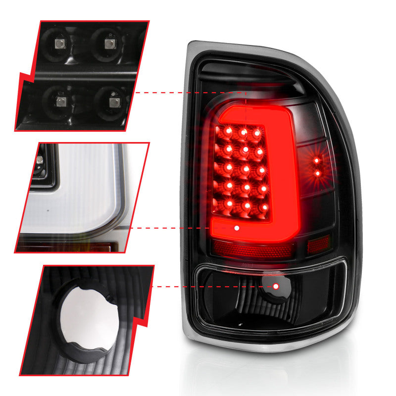 ANZO 1997-2004 Dodge Dakota LED Taillights Black Housing Clear Lens Pair 311347 311347 Photo - Unmounted