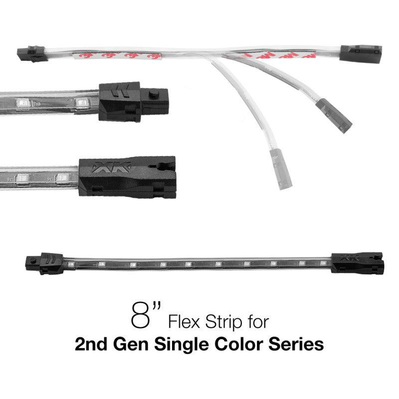 XKGLOW XK Glow Single Color 8in Flex Strip Single Color RED - 2nd Gen XK-2P-S-8-R