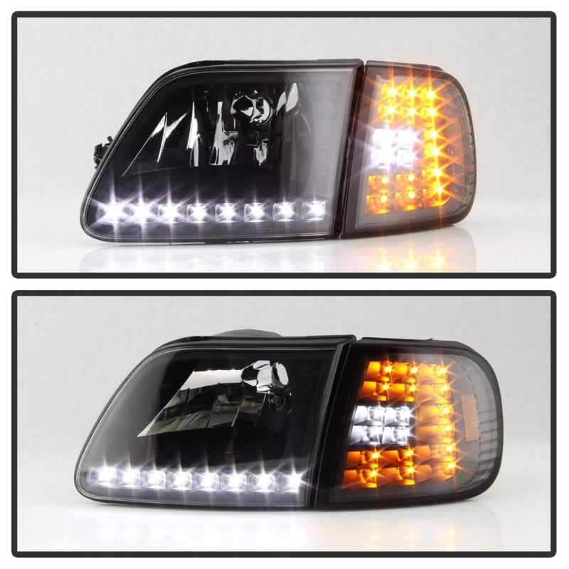 SPYDER Xtune Ford F150 97-03 Crystal Headlights w/ Clear LED Corners Black HD-ON-FF15097-LED-SET-BK 5014184 5014184 Photo - Unmounted