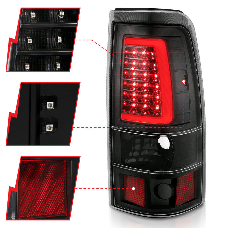 ANZO 2003-2006 Chevy Silverado 1500 LED Taillights Plank Style Black w/Clear Lens 311333 311333 Photo - Unmounted