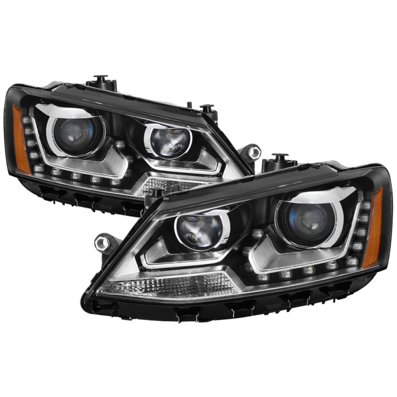 SPYDER xTune Volkswagen Jetta 11-14 Halogen Model Only DRL Projector Headlights - Black PRO-JH-VJ11-DRL-BK 9036675 9036675 Photo - Primary