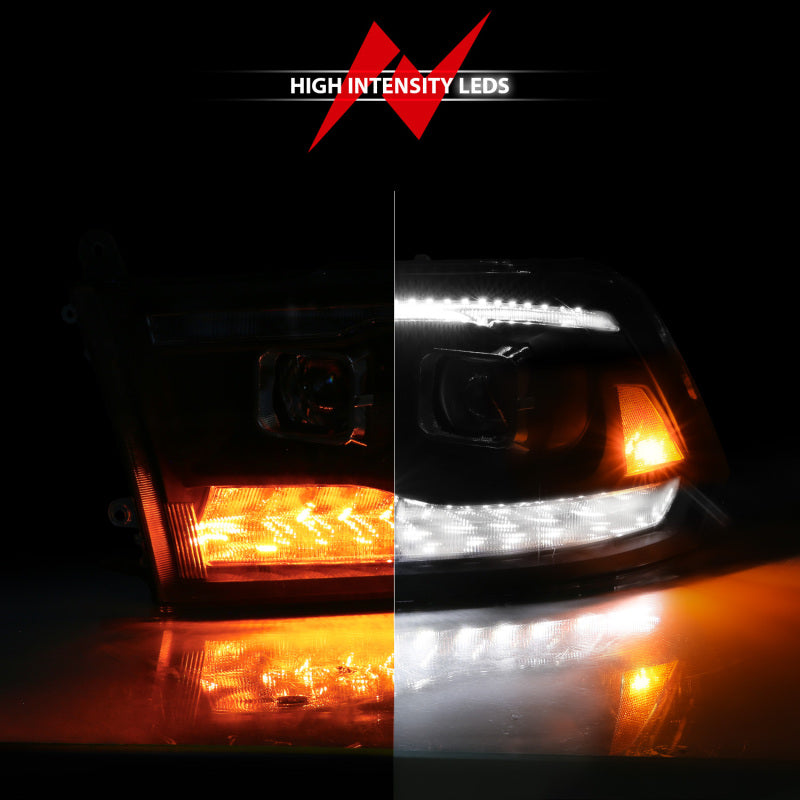 ANZO 09-19 Dodge RAM 1500 / 10-18 2500/3500 LED Proj Headlights SeqSig Black - Pair 111626A 111626A User 1