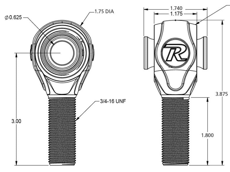 Ridetech R-Joint Rod End with 3/4in-16 Left Hand Thread 90002772 90002772 User 1
