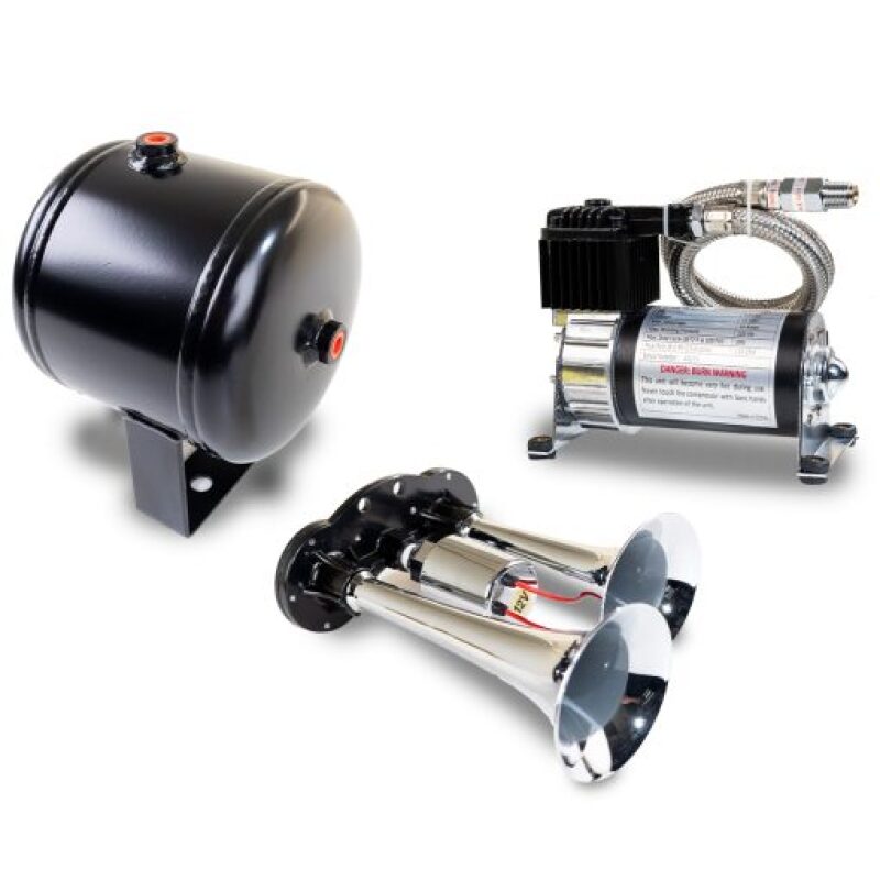 Kleinn Air Horns Kleinn Dual Chrome Horn Kit w/ 120 PSI Air Compressor / 0.5 gal Air Tank HK1 HK1 Photo - Primary
