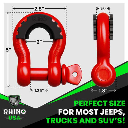 Rhino USA 3/4In D-Ring Shackle Set (2-Pack)(Red) RNO-RED-SHACKLES RNO-RED-SHACKLES User 3