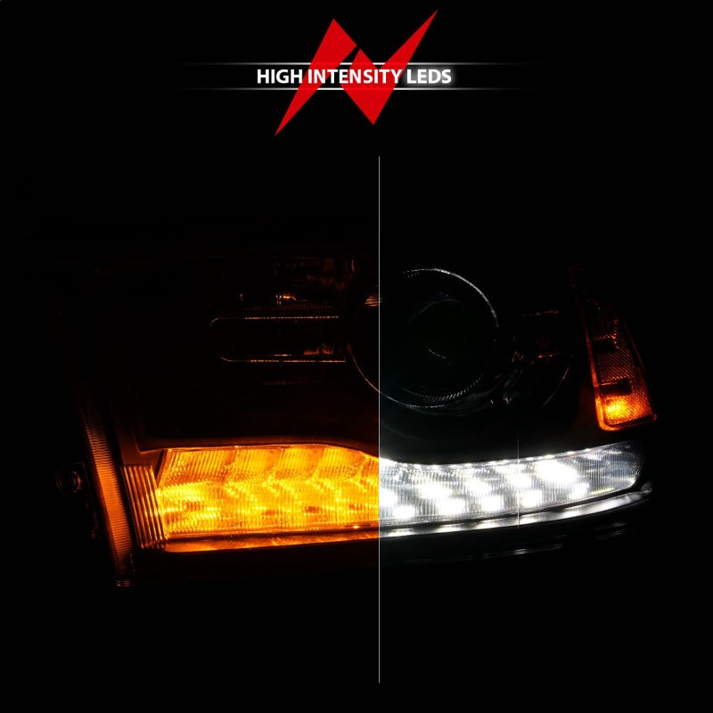 ANZO 09-18 Dodge Ram 1500/2500/3500 LED Plank Style Headlights Switchback + Sequential - Matte Black 111609 111609 Photo - Unmounted