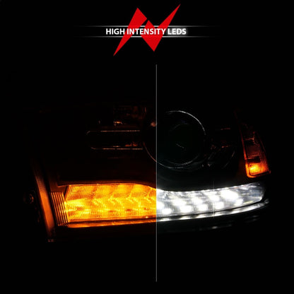 ANZO 09-18 Dodge Ram 1500/2500/3500 LED Plank Style Headlights Switchback + Sequential - Matte Black 111609 111609 Photo - Unmounted