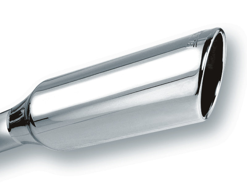 Borla 2.25in Inlet 4in Round Rolled Angle Cut x 12in Long Embossed Exhaust Tip 20245 20245 Photo - Primary