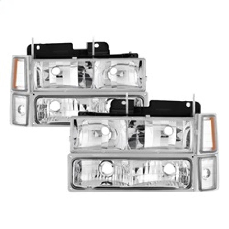 SPYDER Xtune Chevy Suburban 94-98 Headlights w/ Corner & Parking Lights 8pcs Chrome HD-JH-CCK88-AM-C-SET 5069535 5069535 Photo - Primary