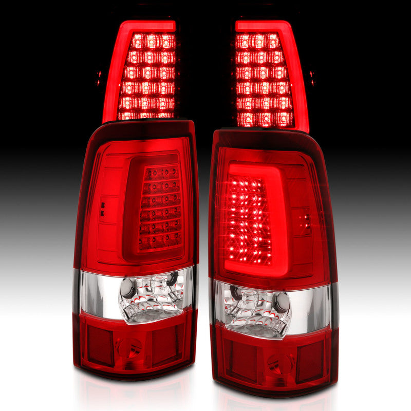 ANZO 2003-2006 Chevy Silverado 1500 LED Taillights Plank Style Chrome With Red/Clear Lens 311335 311335 Photo - Unmounted