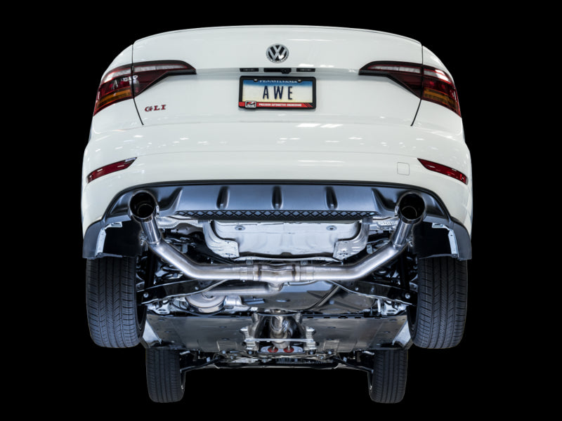 AWE Tuning 18-19 Volkswagen Jetta GLI Mk7 Track Exhaust - Diamond Black Tips (Fits High-Flow DP) 3015-23060 3015-23060 Photo - Mounted