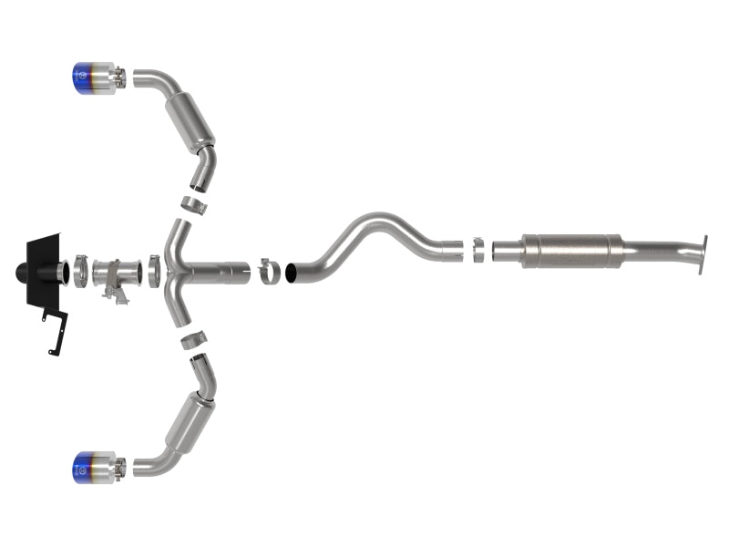 aFe 23-24 Toyota GR Corolla L3 1.6L (t) Gemini XV 3in to 2-1/2in Cat Back Exhaust w/ Blue Flame Tips 49-36067-L 49-36067-L Photo - Unmounted