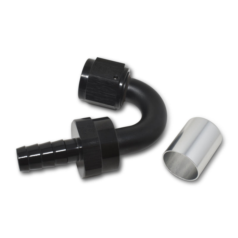 Russell Hose End #6 Crimp On Swivel 150 Degree Black & Clr 610503 Photo - out of package