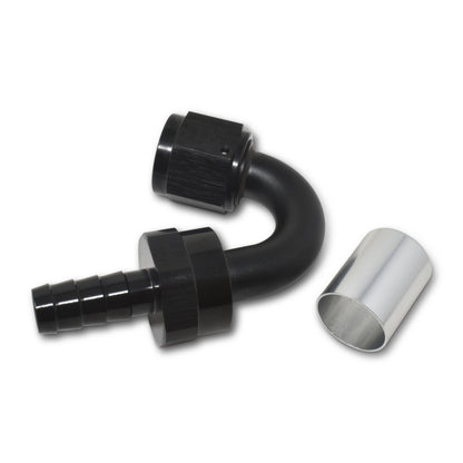 Russell Hose End #6 Crimp On Swivel 150 Degree Black & Clr 610503 Photo - out of package