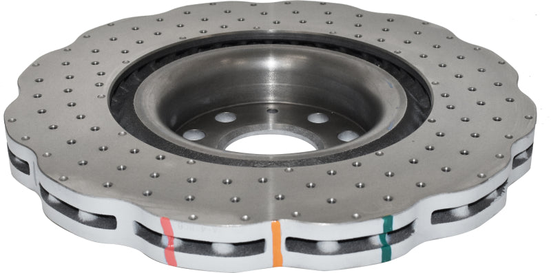 DBA 12-13 Volkswagen Golf R 2.0L Front 4000 Series Cross Drilled Rotor w/Silver Hat 42808WSLVXD 42808WSLVXD Photo - out of package