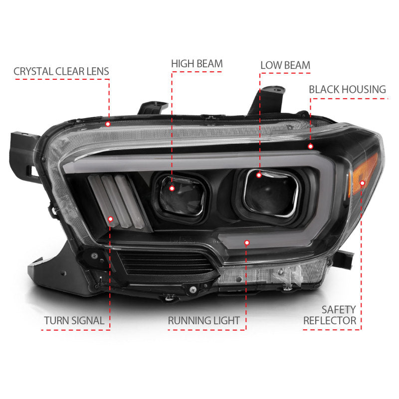 Anzo Toyota Tacoma '16-18 Projector Plank Style Switchback H.L Black Amber 111396 Photo - Unmounted