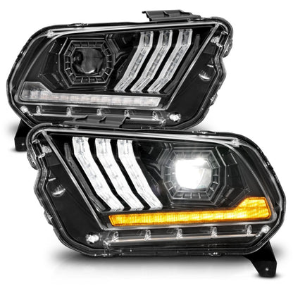 ANZO 13-14 Ford Mustang (w/ Factory HID/Xenon HL only) Projector Headlights w/Light Bar Black 121572 121572 Photo - Unmounted