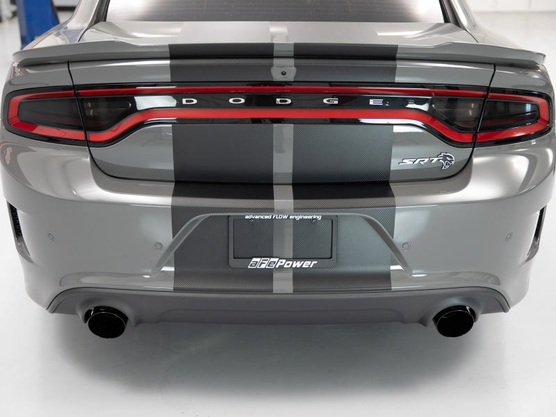 aFe MACH Force-XP 4-1/2in Black OE Replacement Exhaust Tips - 15-19 Dodge Charger/Hellcat 49C32068-B 49C32068-B Photo - Mounted