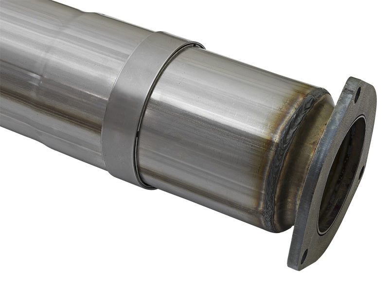 aFe Large Bore-HD 5in 409 Stainless Steel DPF-Back Exhaust System w/Polish 49-43090-P Photo - Unmounted