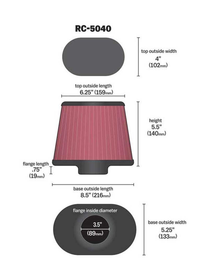 K&N Engineering KN Universal Air Filter Air Filters Air Filters - Universal Fit main image