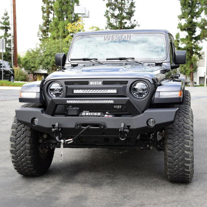 Westin WJ2 Full Width Front Bumper w/LED Light Bar Mount 59-80125 Photo - Mounted