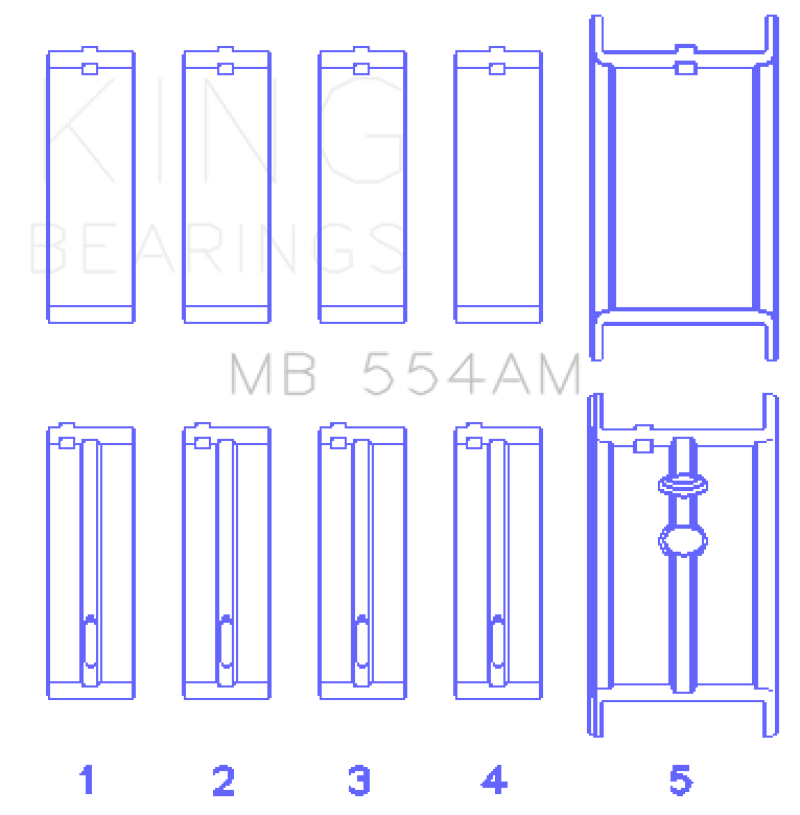 King Engine Bearings King GM 265/283/302/327 8 Cyl (0.50 Oversized) Main Bearing Set MB554AM050 MB554AM050 Photo - Primary