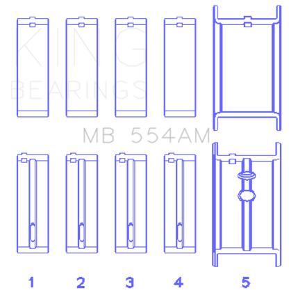 King Engine Bearings King GM 265/283/302/327 8 Cyl (0.50 Oversized) Main Bearing Set MB554AM050 MB554AM050 Photo - Primary