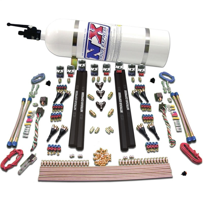 Nitrous Express SX2 Dual Stage/Alcohol - 8 Solenoid Nitrous Kit (200-1200HP) w/15lb Bottle 90095-15 90095-15 Photo - Primary