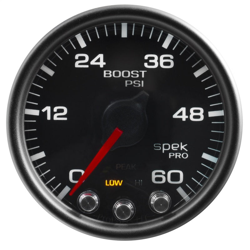 Autometer Spek-Pro Gauge Boost 2 1/16in 60psi Stepper Motor W/Peak & Warn Blk/Black P30432 P30432 User 1