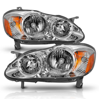 ANZO 2005-2008 Toyota Corolla Crystal Headlight Chrome Amber 121540 121540 Photo - Primary