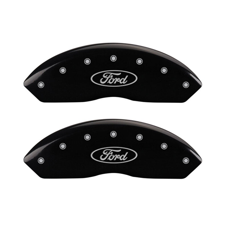MGP Front set 2 Caliper Covers Engraved Front Oval logo/Ford Black finish silver ch 10155FFRDBK 10155FFRDBK Photo - Primary