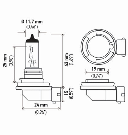 Hella Light Bulb, Bulb H11 12V 55W PGJ19-2 HP2.0 (2) H11 2.0TB Photo - Primary