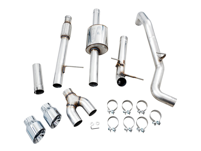 AWE Tuning 4th Gen GM 1500 5.3L 0FG Catback Dual Side Exit (Flat Bumper) - Chrome Tips 3015-22207 3015-22207 Photo - out of package