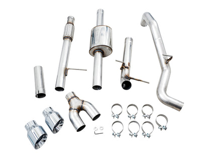 AWE Tuning 4th Gen GM 1500 5.3L 0FG Catback Dual Side Exit (Flat Bumper) - Chrome Tips 3015-22207 3015-22207 Photo - out of package