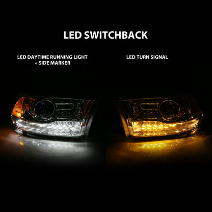 ANZO 2009-2018 Dodge Ram 1500 Projector Plank Style Switchback H.L Halo Chrome Amber (OE Style) 111440 111440 User 6