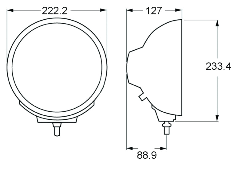 Hella Rallye 4000 series BlackEuro Beam 12V Halogen Lamp with Position Lamp H12560031 H12560031 Technical Drawing