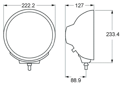 Hella Rallye 4000 series BlackEuro Beam 12V Halogen Lamp with Position Lamp H12560031 H12560031 Technical Drawing
