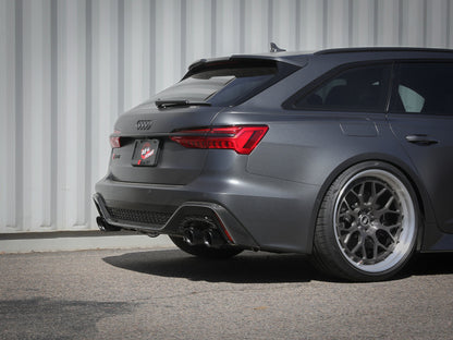 aFe 20-22 Audi RS6 Avant V8 4L (tt) MACH Force-Xp 3in to 2.5in 304 SS Cat-Back Exhaust w/ Black Tip 49-36448-B 49-36448-B Photo - Mounted