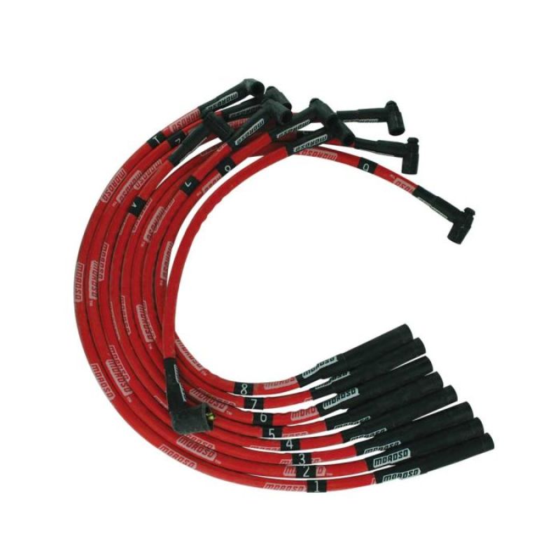 Moroso SB Chrysler Mopar 273/318/340/360 Str Plug Boots HEI Sleeved Ultra Spark Plug Wire Set - Red 52555 52555 User 1