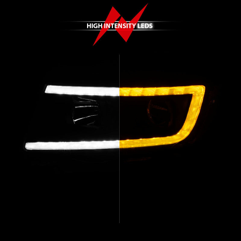 ANZO 11-13 Jeep Grand Cherokee (Factory Halogen Only) Projector Headlights w/Light Bar Swtchbk Black 111568 111568 Photo - Unmounted