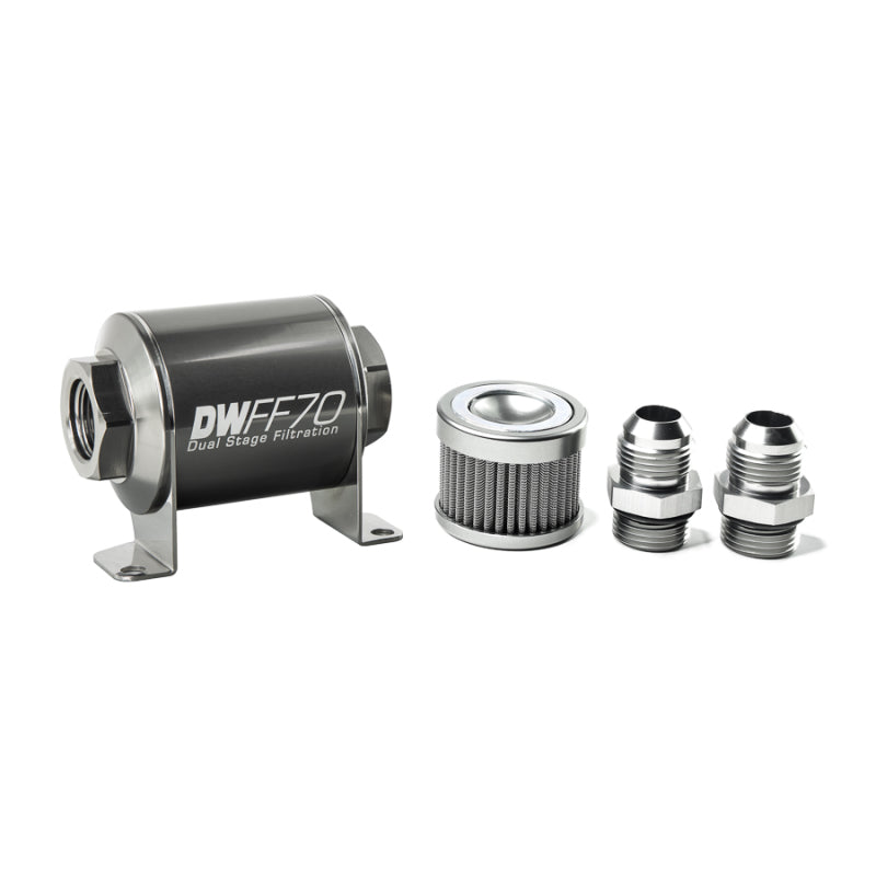 DeatschWerks '-10AN, 100 micron, 70mm In-line fuel filter kit 8-03-070-100K-10 Photo - Primary