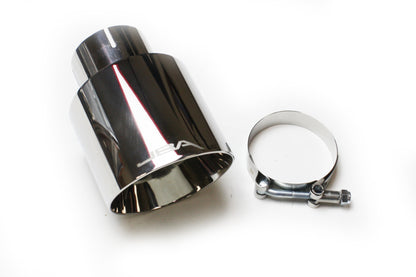 JBA 2.5in x 4in x 5-3/4in Double Wall Polished Chrome Tip - Clamp On 12-08257 12-08257 Photo - Primary