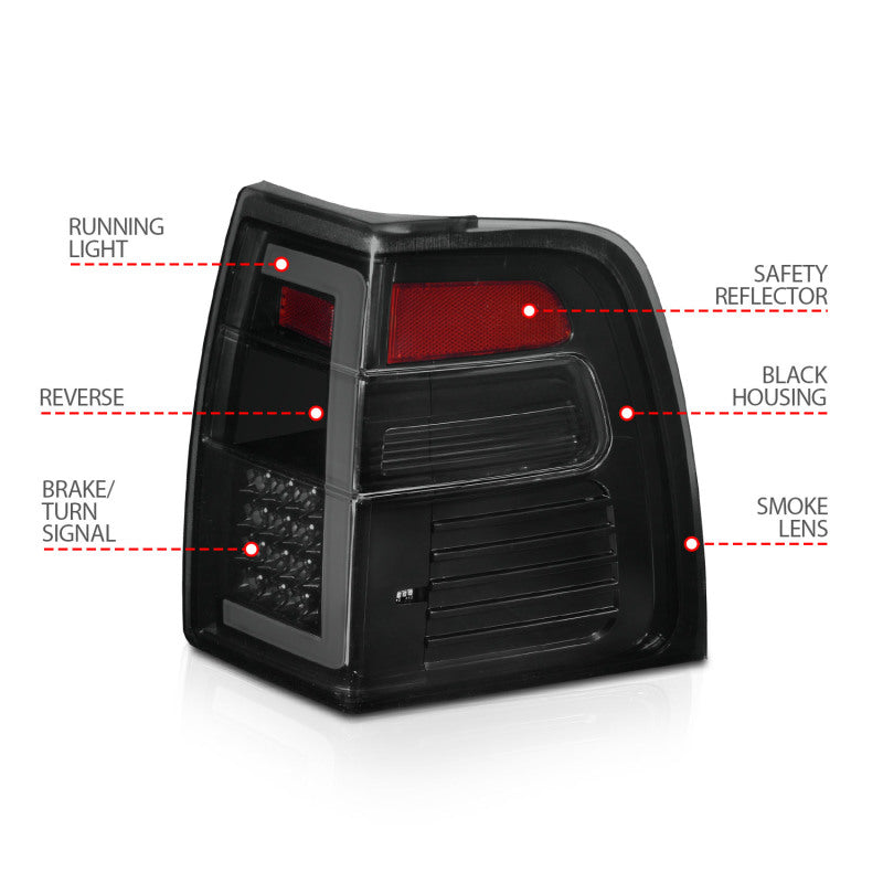 ANZO 07-17 Ford Expedition LED Taillights w/ Light Bar Black Housing Smoke Lens 311409 311409 Photo - Unmounted