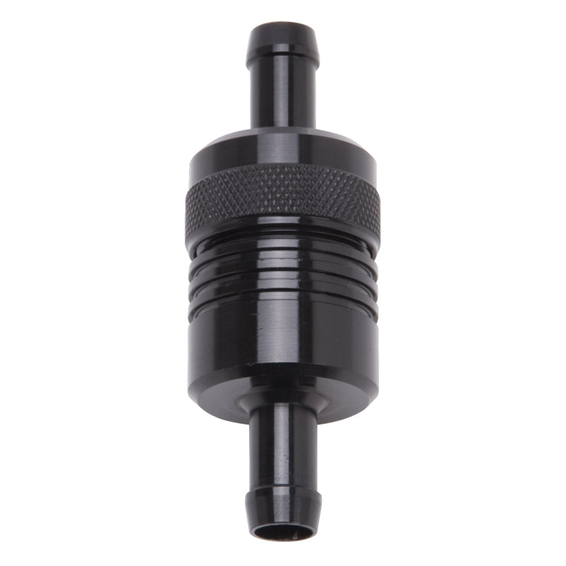 Edelbrock Fuel Filter, Aluminum, 3" x 01/ 1/8", 3/8" Inlet/Outlet, Black 8157 Photo - Primary