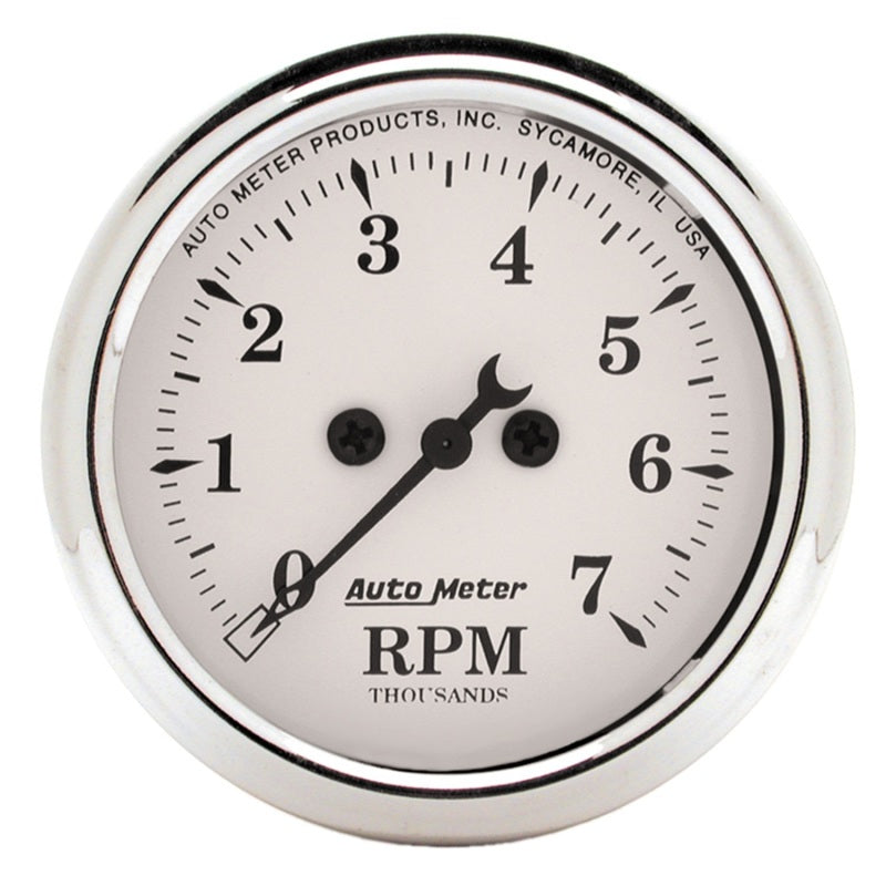 Autometer Gauge, Tachometer, 2 1/16", 7k Rpm, In-Dash, Old Tyme White 1694 Photo - Primary