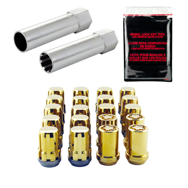 McGard SplineDrive Tuner 5 Lug Install Kit w/Locks & Tool (Cone) M12X1.5 / 13/16 Hex - Gold 65557GD 65557GD Photo - Primary