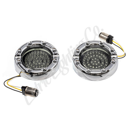 Letric Lighting 99-03 Premium Halo Chrome Switchbacks Running Light w/ Amber Turn Signals (1157) LLC-FLHC-7WAS LLC-FLHC-7WAS Photo - Primary